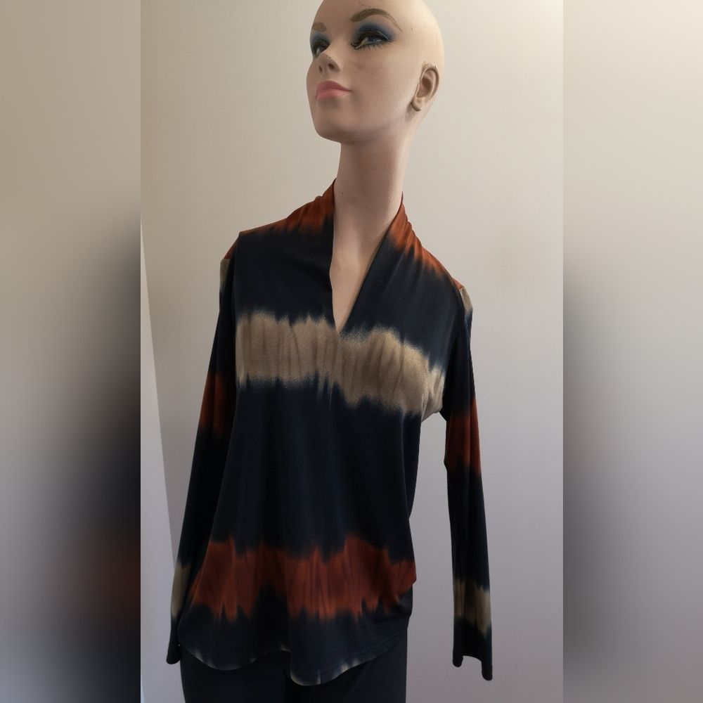 Ellen Margaret Moody 90's Size Large tie-dye style long sleeve blouse